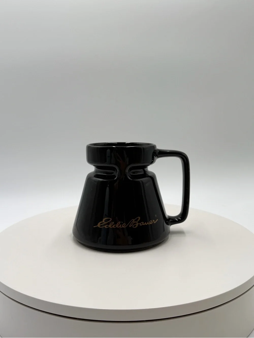 Eddie Bauer Glossy Black Sculpted Ceramic Mug
